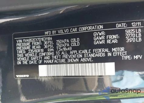 2013 Volvo Xc90 3.2/3.2 Platinum/3.2 Premier Plus z USA, uszkodzony, nr VIN YV4952CY7D1631184
